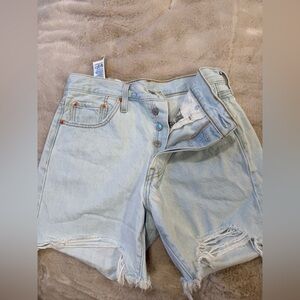 Levi's Light Wash Distressed High-Rise Jean Shorts